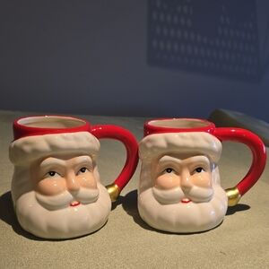 Jillian Harris Pair Of Santa Claus Head Christmas Mugs